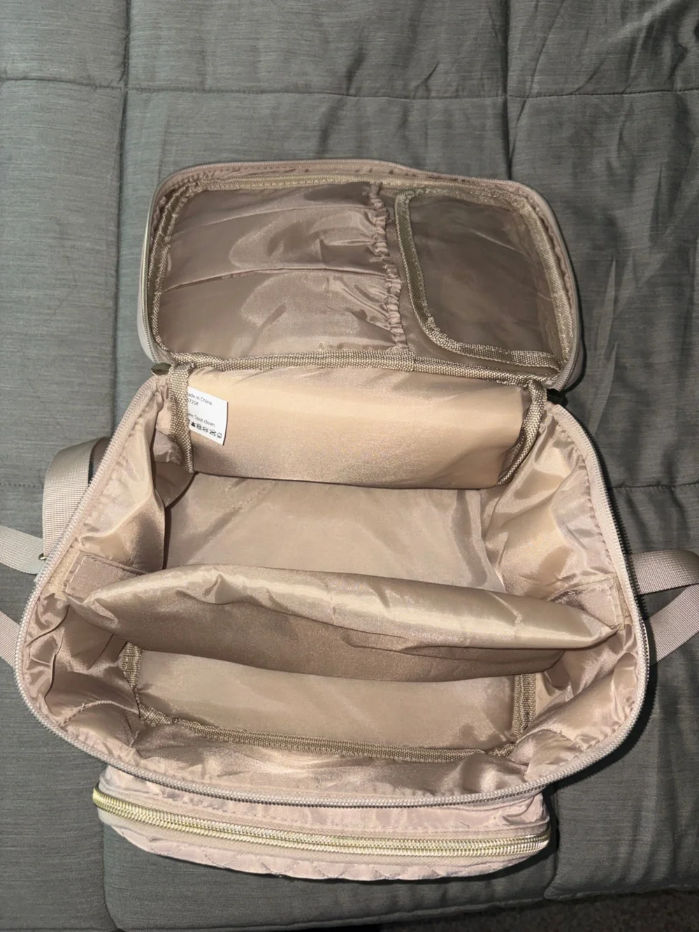 Paris Hilton Blush Quilted Cosmetic Travel Bag with Gold Plate